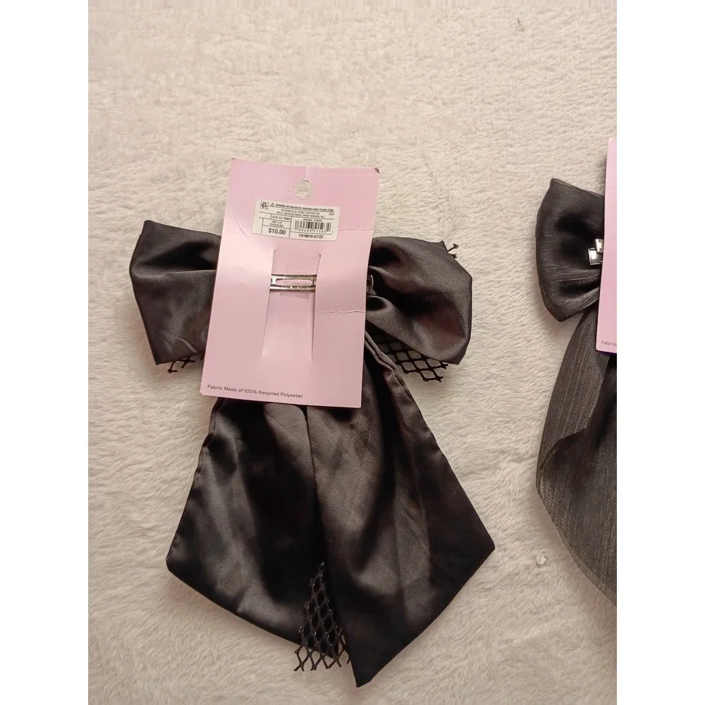 Wild Fable Black Hair Bow Clip Set Rosette Satin Fishnet Organza 3 Pack NWT